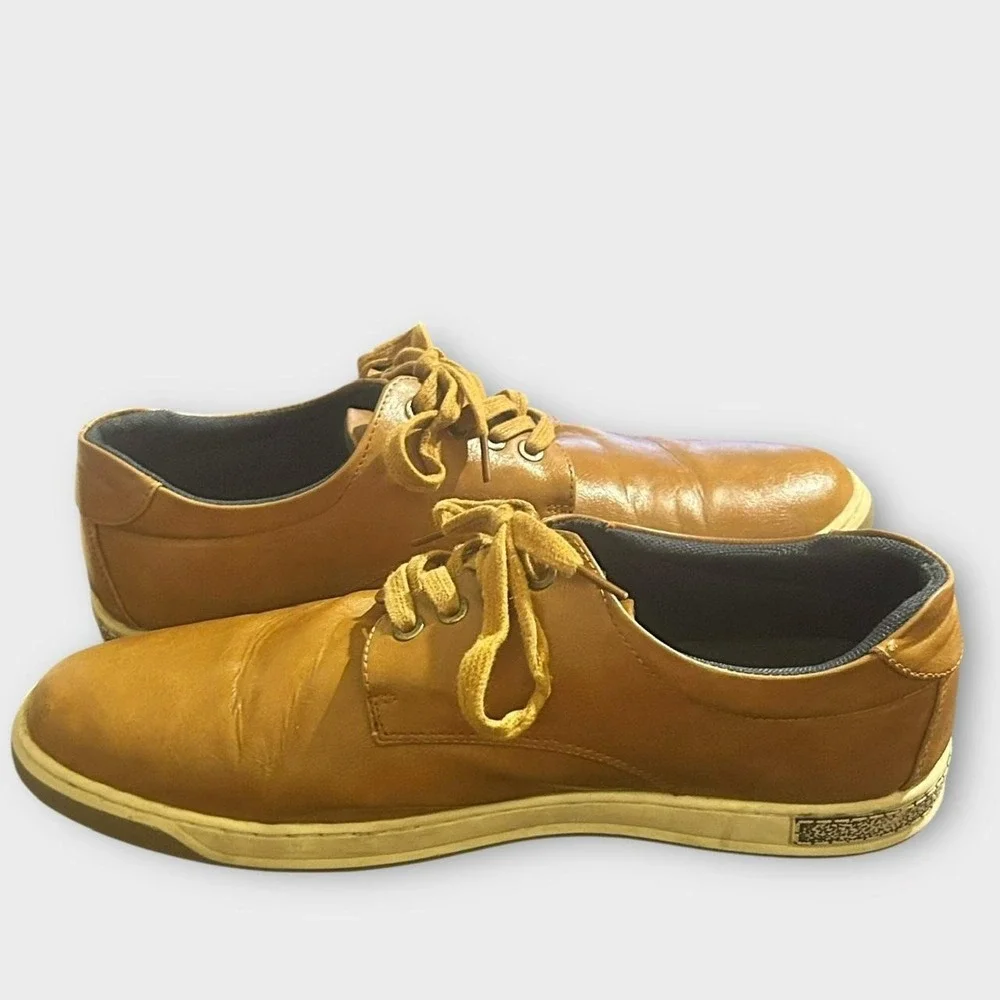 Jousen Men's Oxford Dress Shoes Brown Size 11 Casual Lace Up‎ Preowned